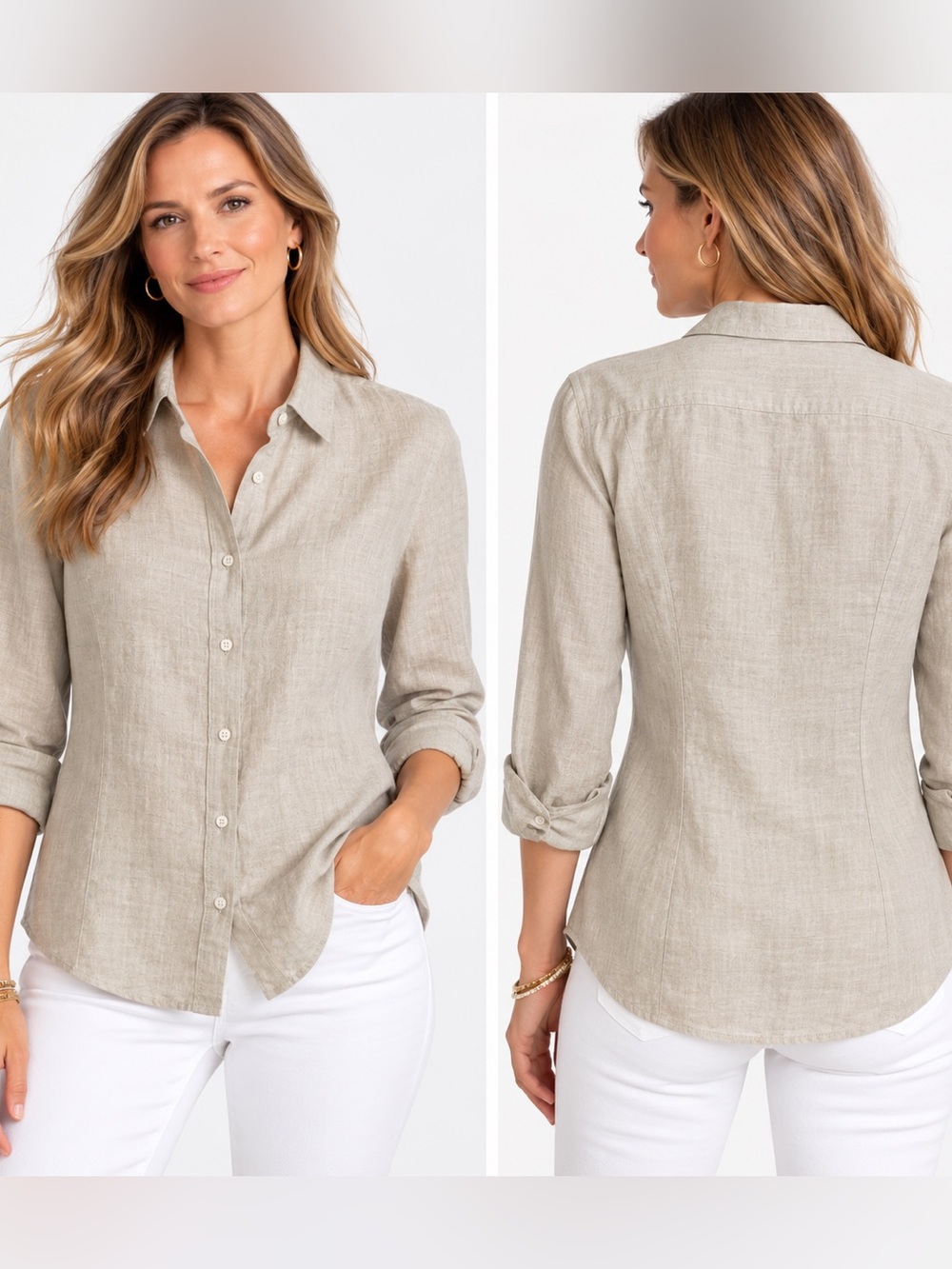 J. Crew Baird McNutt Long-Sleeve Irish Linen Shirt Khaki Beige AW694 XL Classic